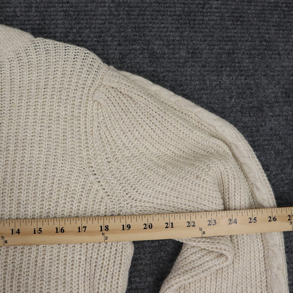 Crown & Ivy Cable Knit Sweater Womens PM Puff Sleeve Oatmeal Heather Casual - Picture 6 of 9